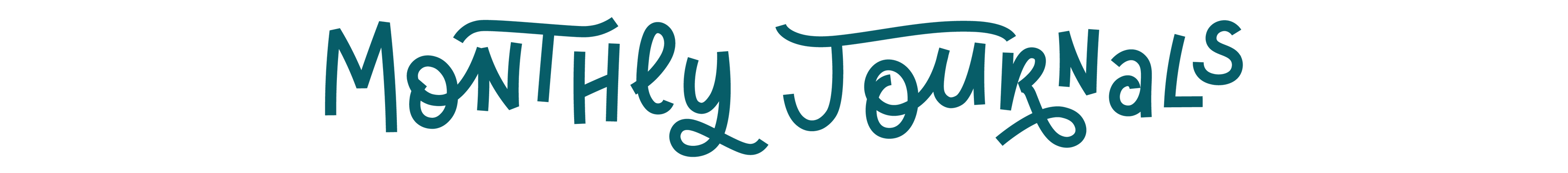 Text 'MonthlyJournals' in a teal handwritten style